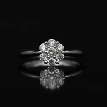 

LASAMERO 0. 107CT H/P Round Cut Modern Design Natural Diamond Ring For Women 18k White Gold Certified Engagement Wedding Ring