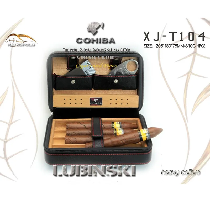 Хьюмидор для сигар Cohiba коробка кожаная сигара дорожный костюм с высококлассной прямой зажигалкой сигарный нож порт Куба Испания