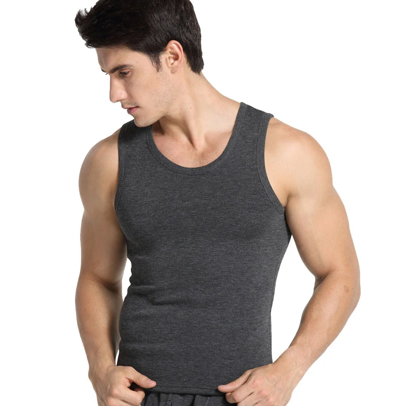 New Winter Men's Fleece Tank Top designer Pure Color High Quality ...