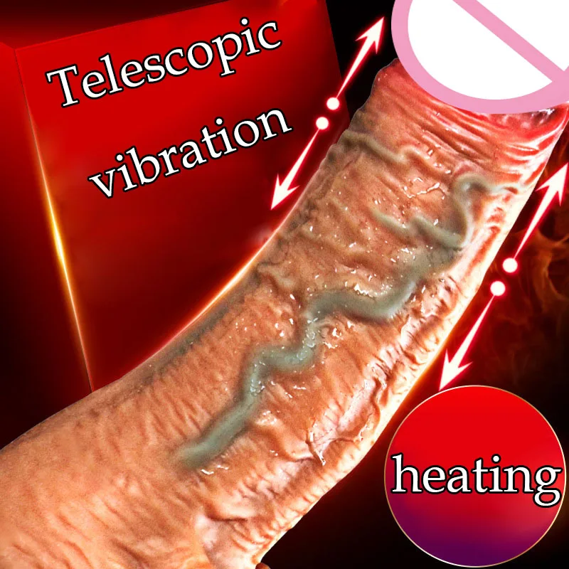 Super Realistic Dildo Suction Cup Telescopic Heating Dildo Vibrator Jelly Dildo Penis Huge Dick USB Charging Dildos For Women
