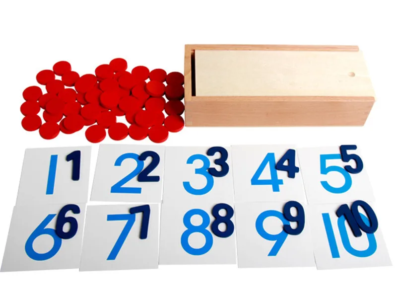 New Wooden Baby Toys Montessori Digital and chips with card Baby Mathematics Education Early Learning Toys Baby Gifts