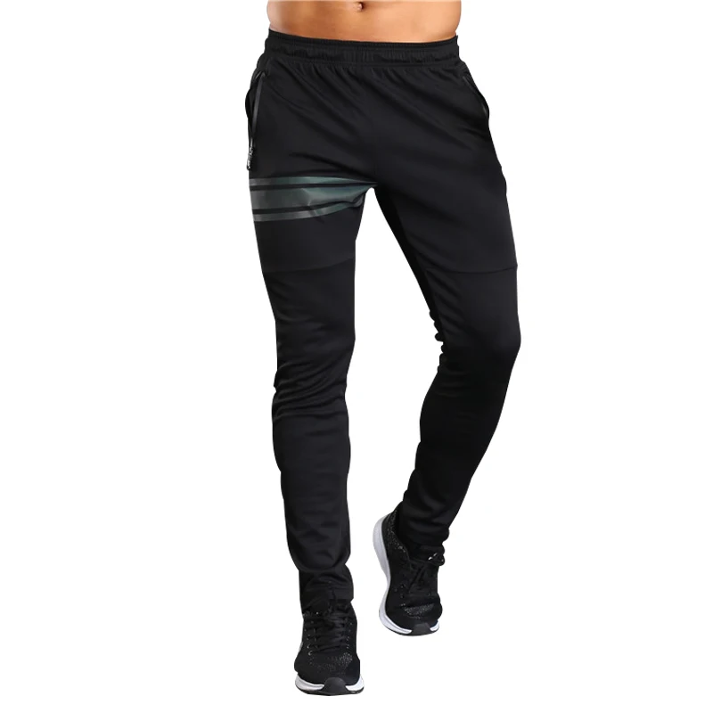 Trainning Pants Men Winter Stretch Running Pants Exercise Football With Zip Pocket Mid Waist
