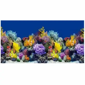 

8001 19.3" x 48" Double Sided Fish Tank Decoration Colored Coral / Green Vine Aquarium Poster Background Picture Wall Decor