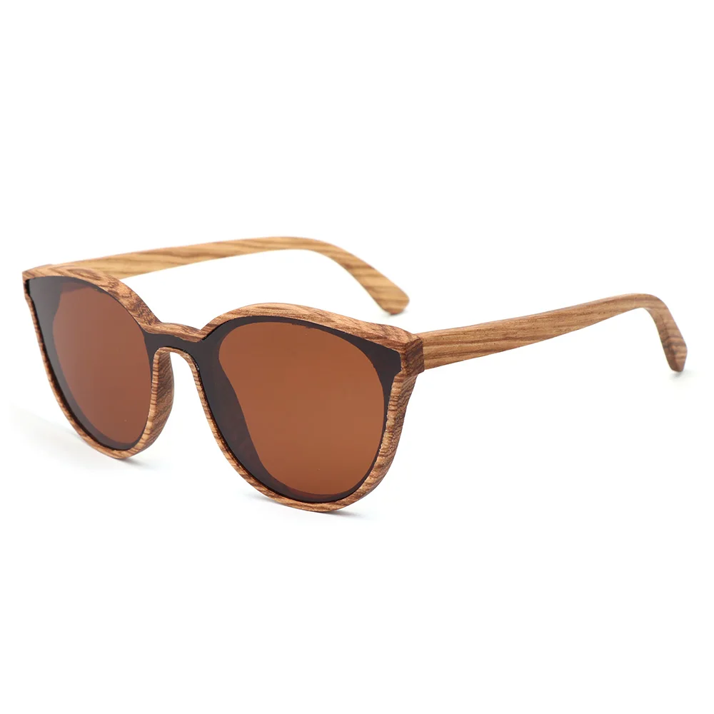 BerWer новые деревянные очки Для женщин Для мужчин круглый бамбуковые солнцезащитные очки Зебра очки с деревянной оправой поляризованные линзы Винтажные Солнцезащитные Очки