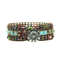 Exclusive Natural Onyx Leather Wrap Bracelet Wholesale Vintage Weaving Beaded Cuff Bracelet Stone Jewelry Exclusive Natural Onyx Leather Wrap Bracelet Wholesale Vintage Weaving Beaded Cuff Bracelet Stone Jewelry