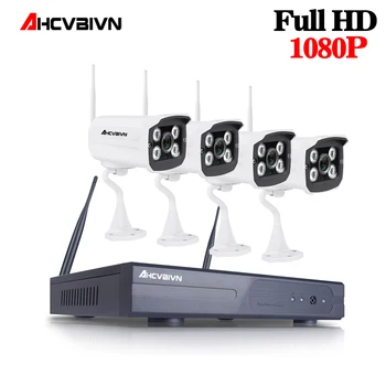 

AHCVBIVN WIFI NVR System Plug&Play 1080P HDMI 4CH 2.0MP NVR KIT super Wireless signal P2P WIFI IP Camera Outdoor CCTV System