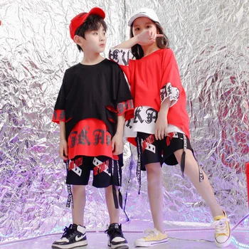 

Kids Concert Hip Hop Clothing Outfits Oversize T Shirt Tops Short Pants for Girls Boys Dance Costume Wear Ballroom Clothes Wear