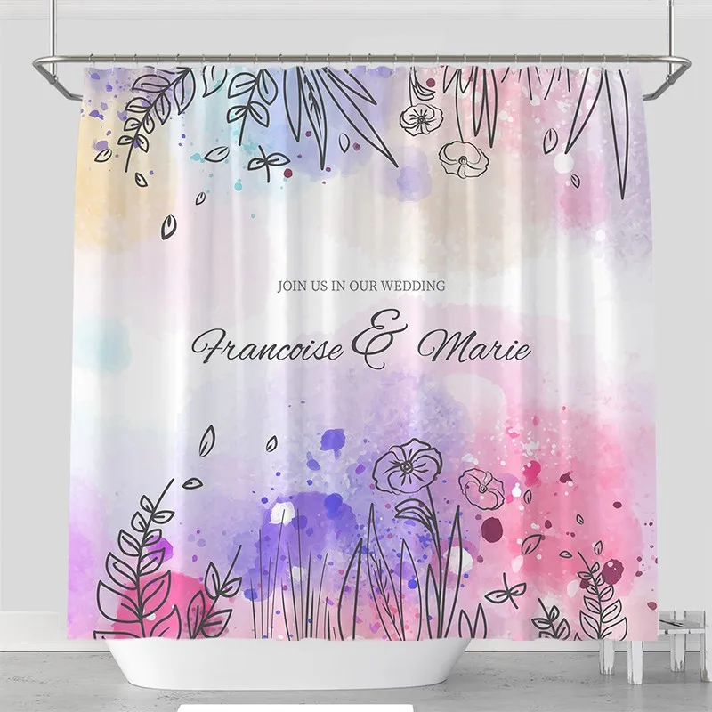 Opaque shower curtain / high grade waterproof shower curtain, pastoral flowers and plants series