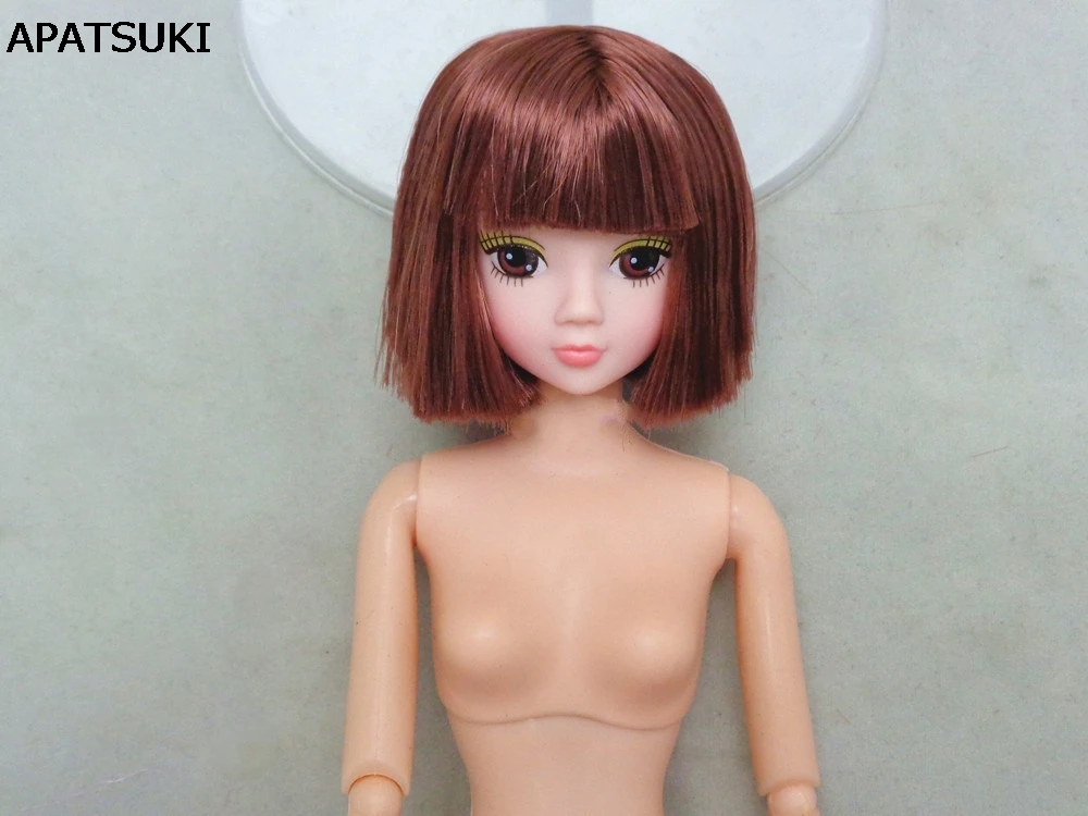 Детская игрушка сделай сам красивая голова куклы с коричневыми короткими