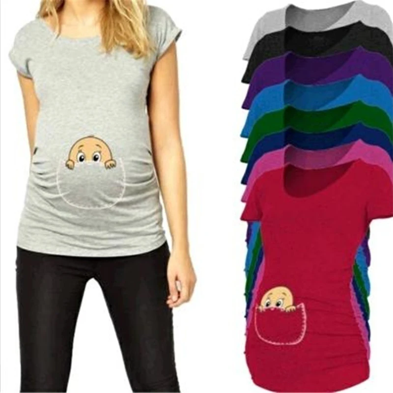 New Maternity Shirt Specialized for Pregnant Women Plus Size Cartoons Cute Short Sleeve Tops Graphic | Женская одежда