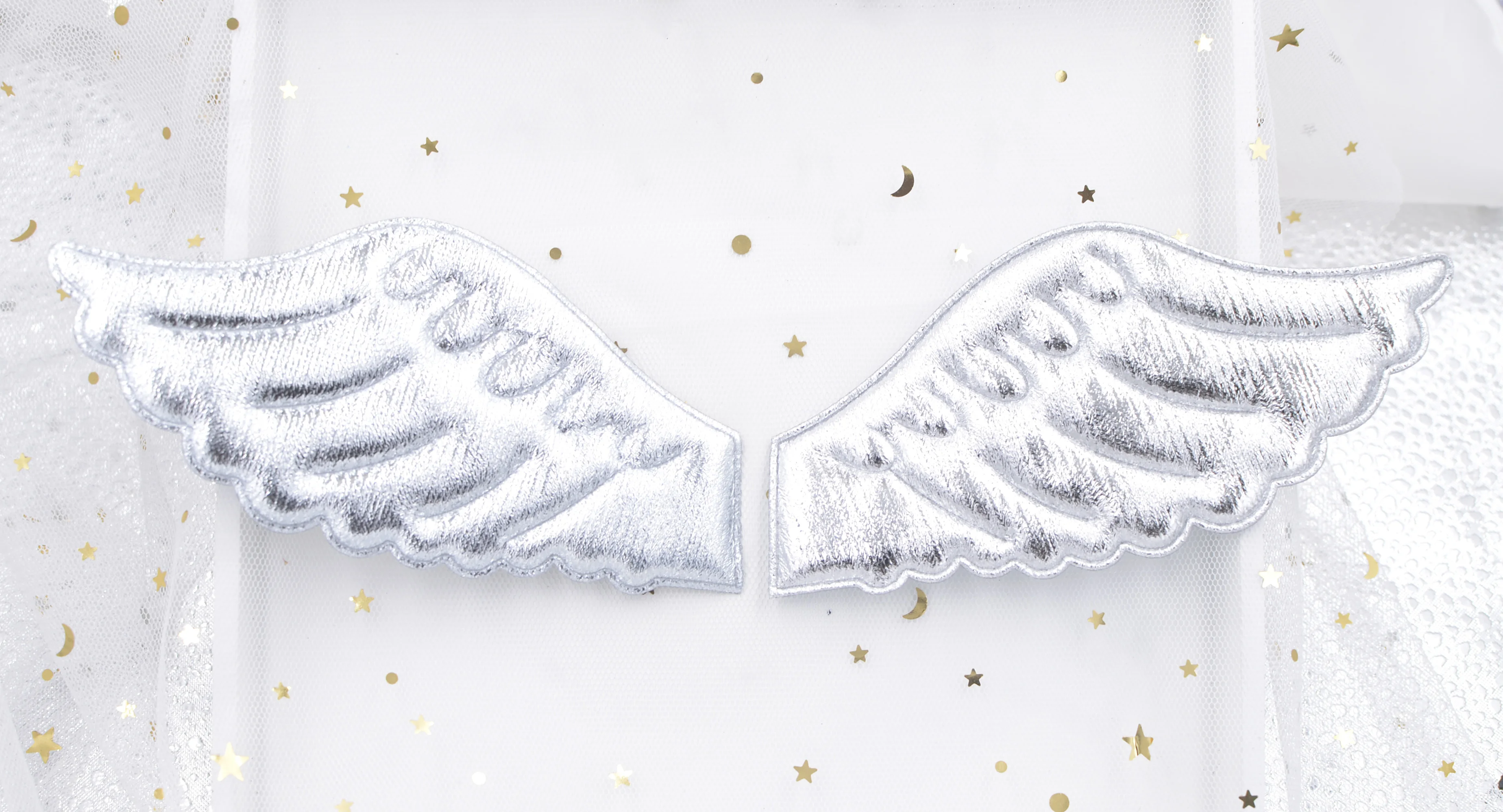 

20Pcs Silver Big Angel Wing Appliques Double Sided Wing for Wall Stickers Decor DIY Crafts Baby Toy Headwear Accessories D011