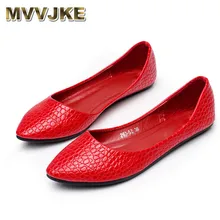 MVVJKE/Женская обувь размера плюс г. Новинка, мягкая обувь на плоской подошве с острым носком красного и черного цвета, размеры 46, в американском и европейском стиле