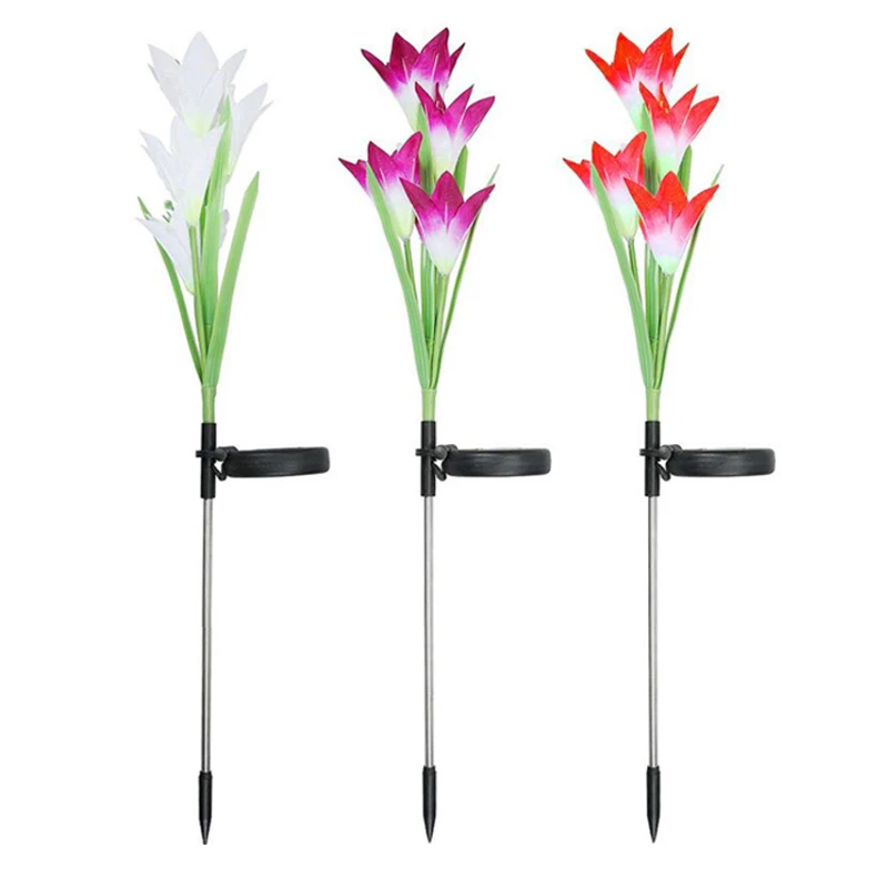 Solares para Decoração do Jardim Natal ao ar Iluminação à Prova Luzes Solar Lâmpada Colorida 16 Pçs Flores Lírio Livre Dwaterproof Água Luz Led 16 Cheap Lâmpadas solares