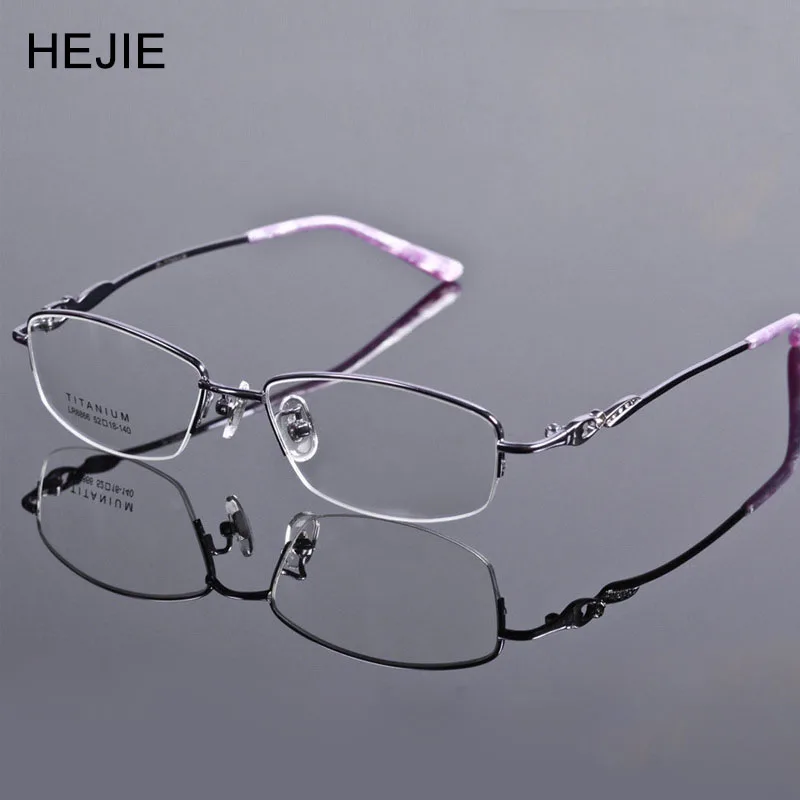 Elegant Women Pure Titanium Semi rimless Optical Myopia Eyeglasses