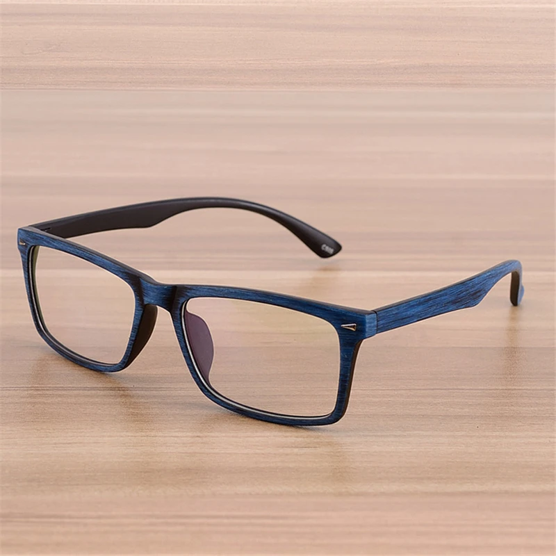 Zilead ретро имитация деревянная оправа квадратный прозрачный объектив оптические сеточки для мужчин и женщин простые очки - Цвет оправы: blue