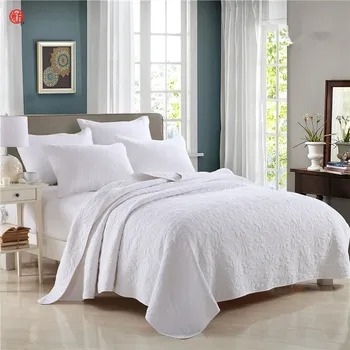 

Home textile white embroidery quilt bedspread bedding cover set 100%cotton Wedding bedding 3pcs/set one quilt +two pillowcases