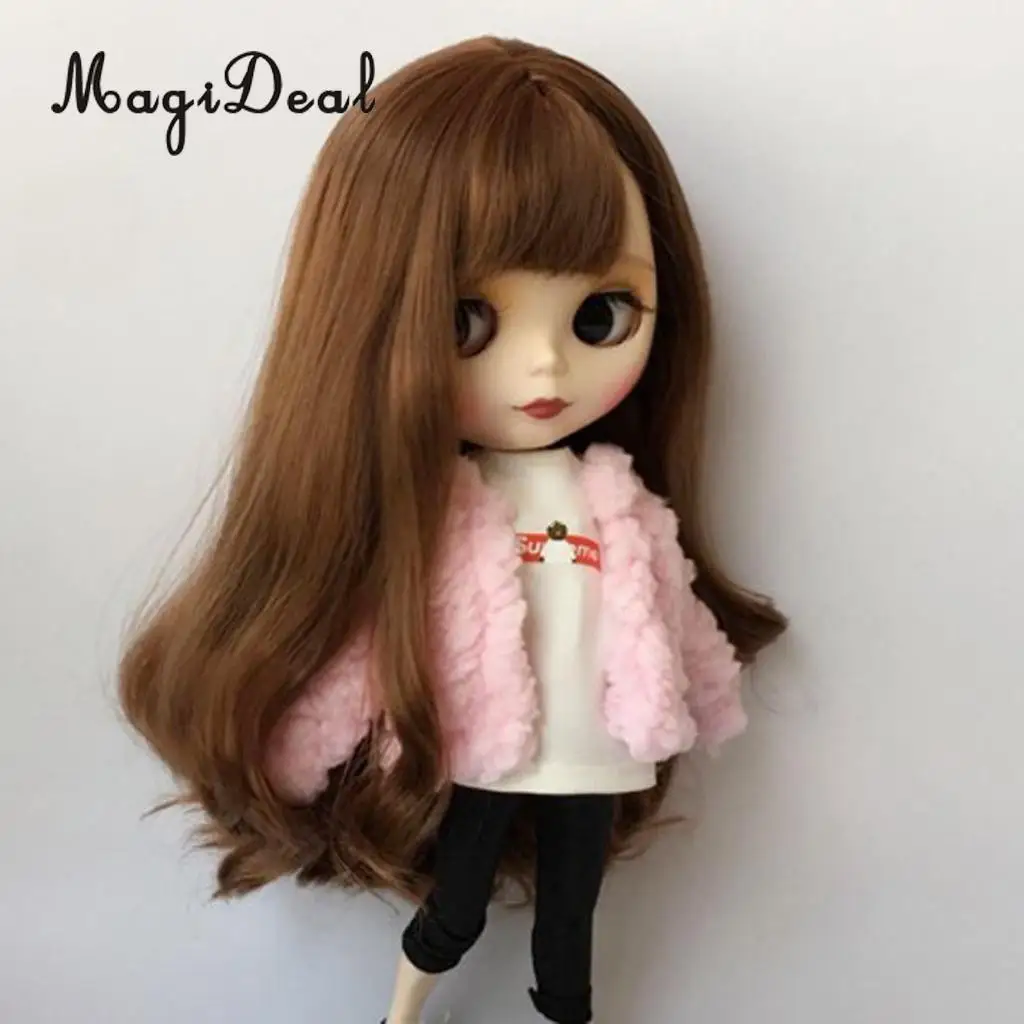 1/6 Fashion Collarless Short Plush Coat for Blythe Doll Winter Clothes Accessories