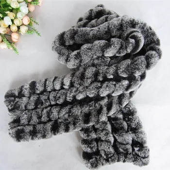 

(TopFurMall) Lady Fashion Winter Knitted Rex Rabbit Fur Scarves Women Fur Pashmina Wraps Neck Rings VK0523