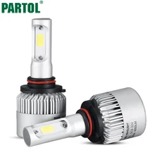 Partol S2 72W 9005/HB3 COB LED Headlight Bulbs Conversion Kit 8000LM 6500K Single Beam All In One Car LED Headlamp Fog Light 12V