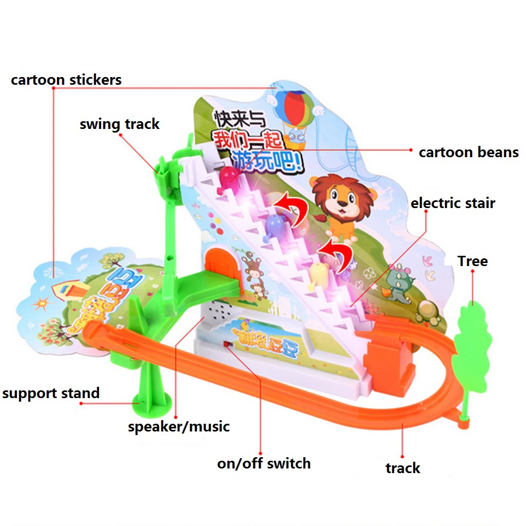Электрический вращающийся дорожка скольжения набор игрушек маленькие бобы поднимающийся по лестнице скользящая направляющая головоломка дети музыка сборная игрушка