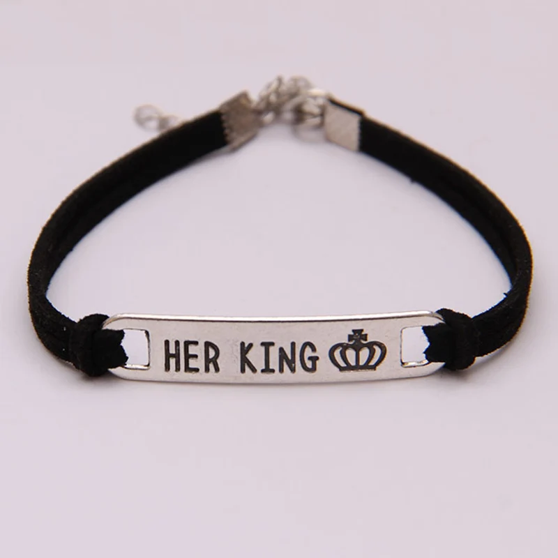 Модный комплект из 2 предметов, в комплекте с набором подходящих сумочек его queen ее король сплав Парные браслеты ювелирные украшения подарок HSJ88