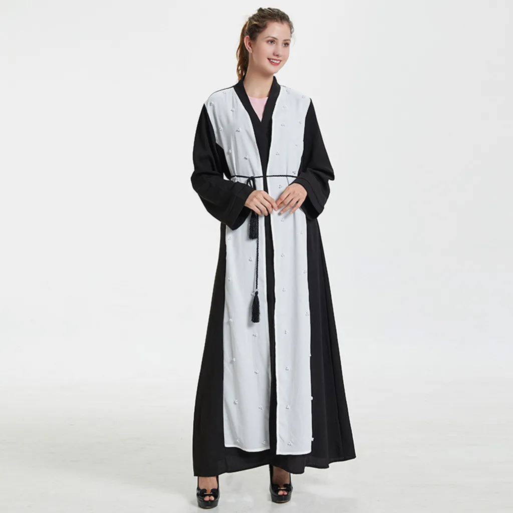 Muslim Clothing Dubai Muslim Women Open Front Tunic Cardigan Vintage Islamic Long Maxi Pearl Dress Kaftan vestidos Muslim Clothing Dubai Muslim Women Open Front Tunic Cardigan Vintage Islamic Long Maxi Pearl Dress Kaftan vestidos