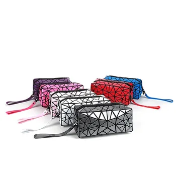 

Small PVC Makeup Organizer Geometric Diamond shaped Cosmetic Organizer Cuboid Makeup Box Lipstick Makeup Storage Laser Organizer