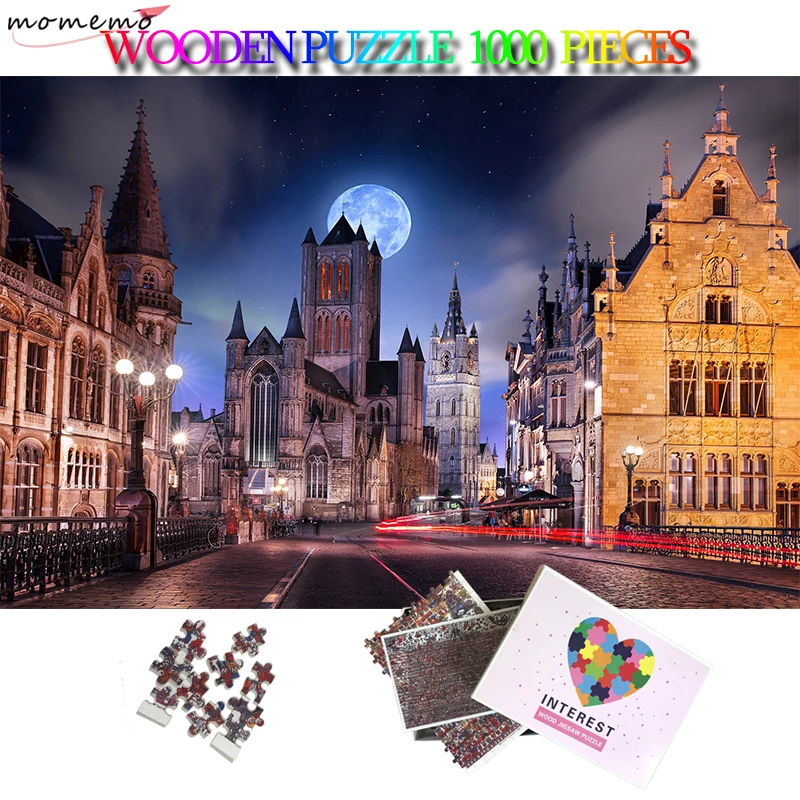 

MOMEMO Belgium Night Jigsaw Puzzles 1000 Pieces Giant Puzzle Wooden 1000 Piece Adult Puzzle 5075cm 2d Puzzles for Adults Teens