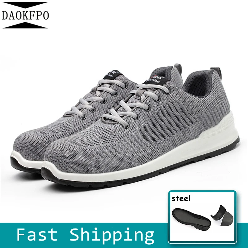 

DAOKFPO 2019 New Men'sWork Safety Shoes Steel Toe Mesh Material Upper and Puncture-proof Soles Plus Size 36-46