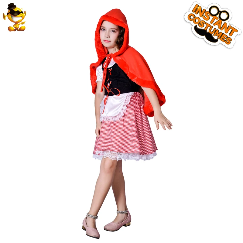 Костюм для маленькой красной езды с капюшоном для девочек короткий плащ, платье для детей на Хэллоуин, маскарадный костюм принцессы, праздничная одежда
