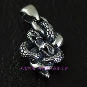 

s925 sterling silver jewels man pendant vintage double snake Thai silver pendants for man