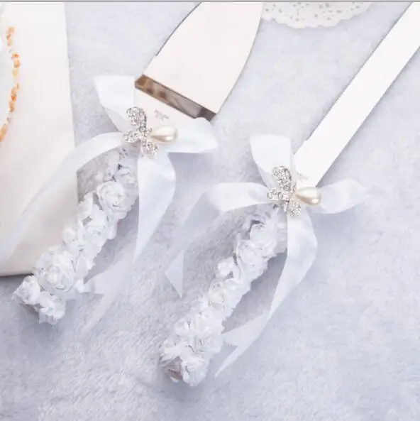 Free Shipping Elegant Wedding Cake Knife Serving Set Personalized Bride
