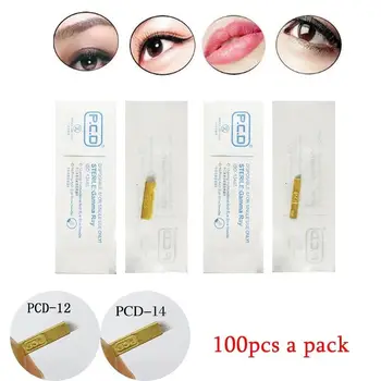 

100pcs/set 3D Embroidery Manual Tattoo Pen Eyebrow Microblading Needles Professional Permanent Makeup Blade Eyebrow Tattoo Blade