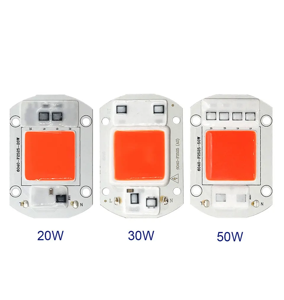 Безводный умный IC AC 110 В 220 в полный спектр COB светодиодный светильник чип для прожектора s лампа для выращивания растений 20 Вт 30 Вт 50 Вт Светодиодный светильник 60x40 мм