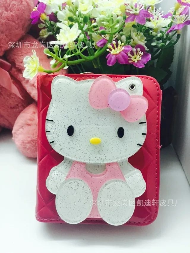 Бумажники с карманами в долларах по цене hello kitty, короткие маленькие милые женские кожаные кошельки, Женский кошелек Carteira Feminina 45