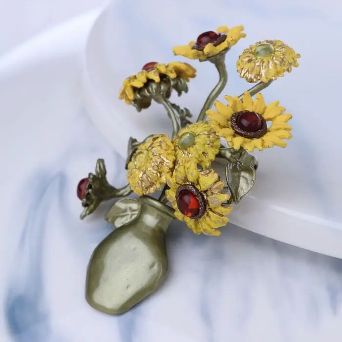 Высокое качество Ван Гог Подсолнух Женская Amybaby Винтажная брошь ювелирные изделия