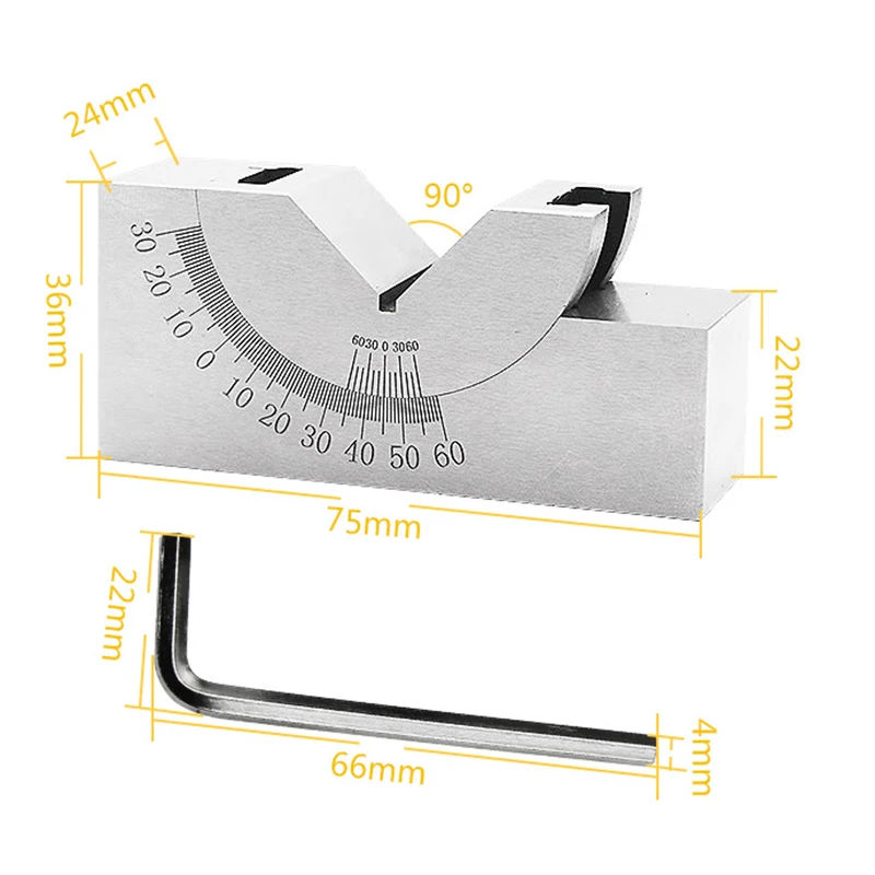 

Precision Gauge Adjustable Angle V Block Milling Setup 0-60 Degree Angle Block Gauge TN99