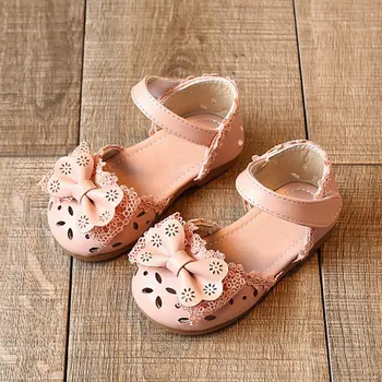 

Fashion Princess Summer Sandals Anti Slip Soft Sole Lace Bow Hollow Strap Sandals Children Shoes