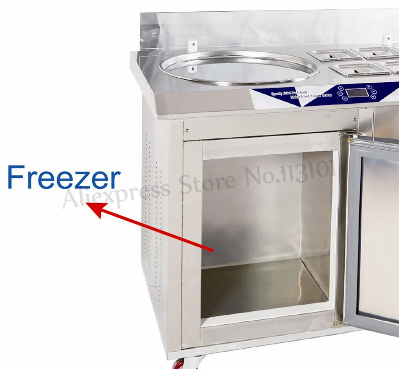 US $1.195.00 Thai Fried Ice Cream Roll Machine Rolled Ice Yogurt Maker One 550mm Ice Pan 6 Compartments with Builtin Freezer