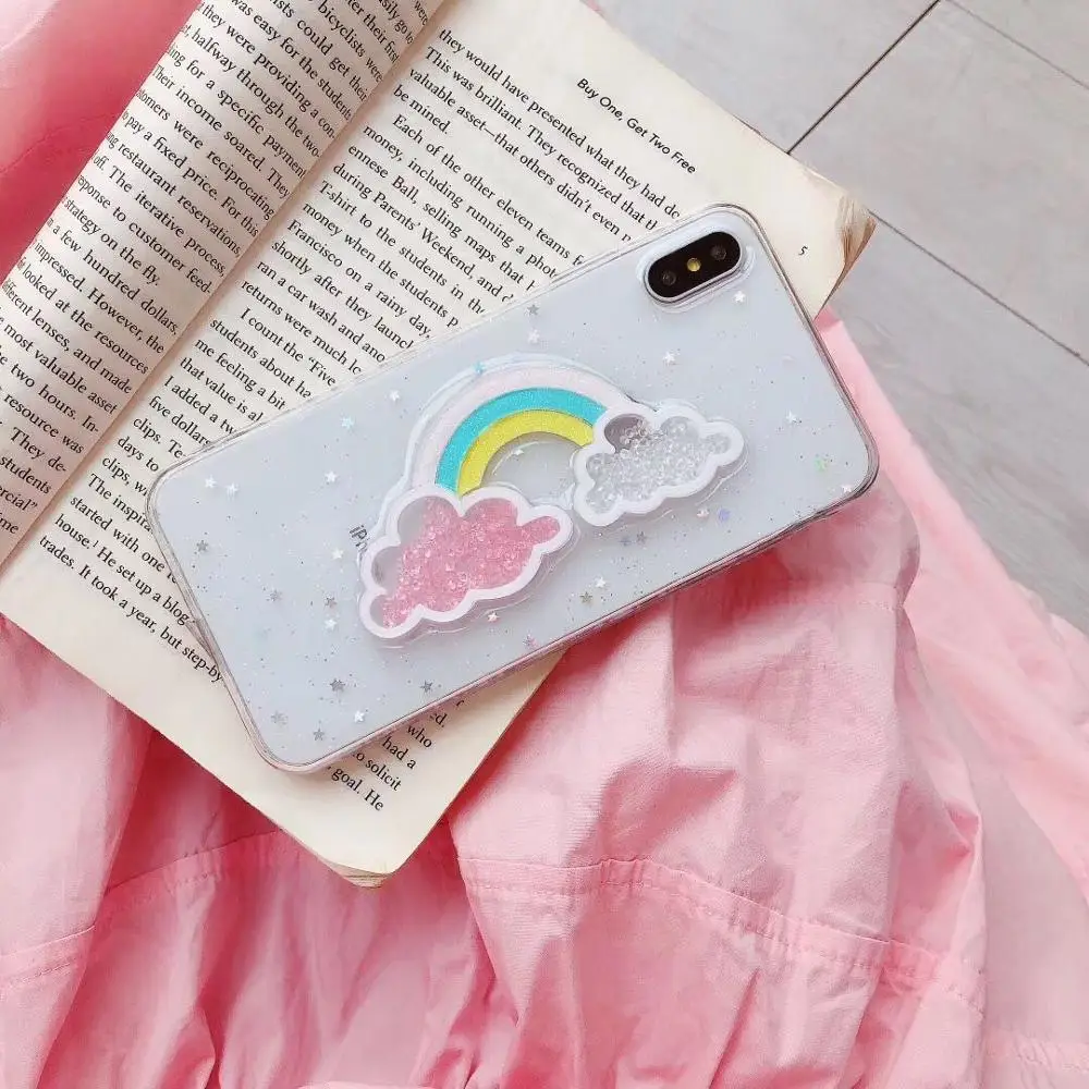 

ORYKSZ Glitter Bling TPU Phone Case For iphone 6 6s 8 7 Plus Rainbow Star Transparent Case For iphone X XR XS MAX 10 Soft Cover