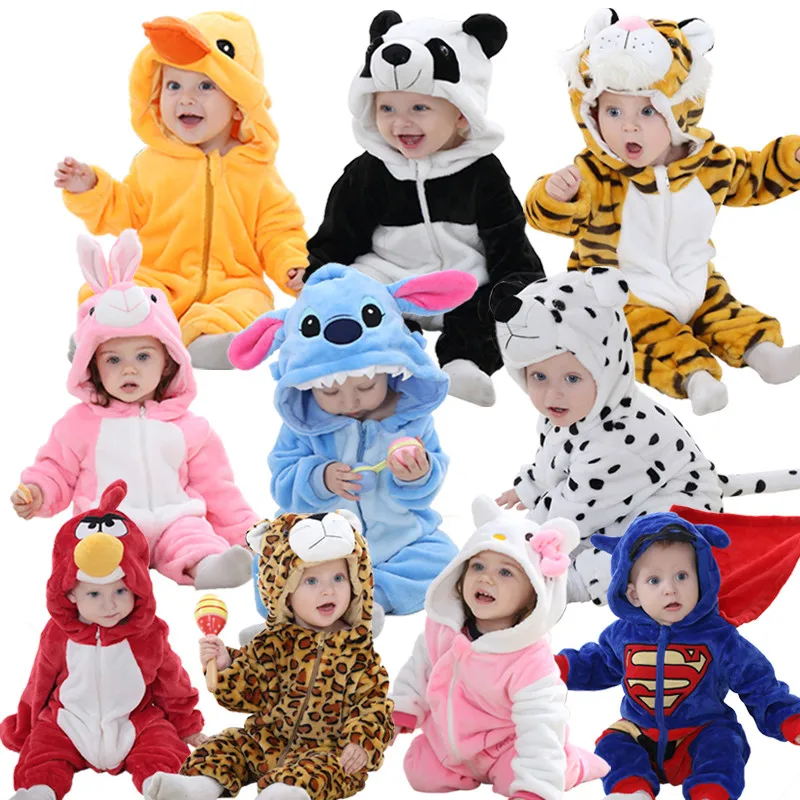 New Baby Boys Girls Pajamas Warm Autumn Winter Children Flannel Animal Cute Animal Stitch Pa