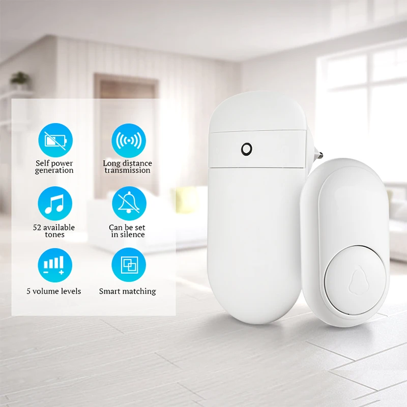 Self Power Generation Wireless Doorbell Smart Ring Doorbell Long Distance Remote Control No Need Battery Self Power Generation Wireless Doorbell Smart Ring Doorbell Long Distance Remote Control No Need Battery