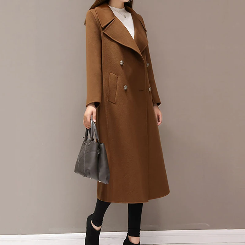 2018 long sleeve winter wool coat women Europe style plus size 5XL casaco feminino ladies autumn new Slim long woolen coats