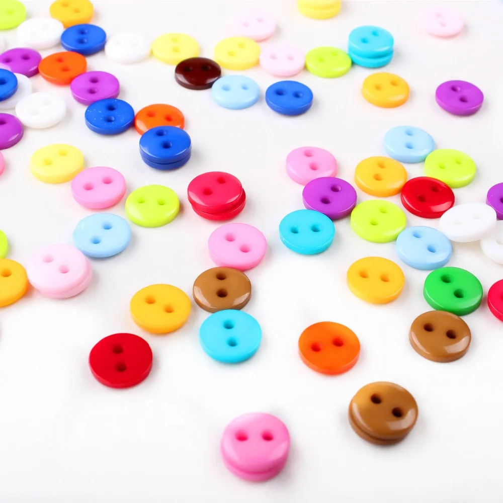 

ZXP&XJ 100-300 pcs Mixed Round 2 Holes 9 mm diameter Plastic Resin buttons for Child Kid Baby Cloth fashion accessories XP0389