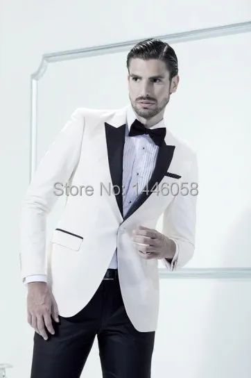 Mens 3 Piece Suits White Tuxedo Jacket Black Lapel Custom Made Best Mens 3 Piece Suits White Tuxedo Jacket Black Lapel Custom Made Best Man Suit Wedding Groomsman Men S With Pants In From Clothing