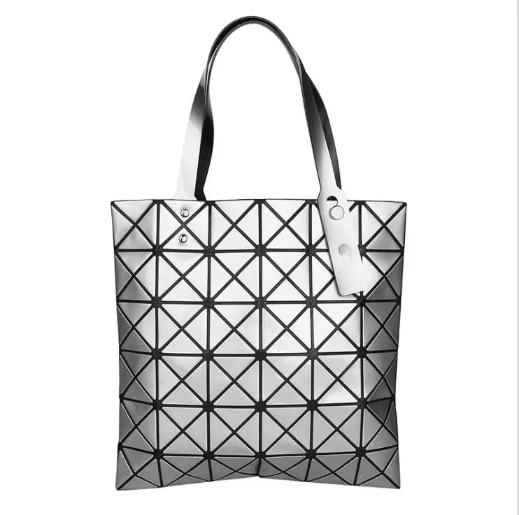 

One shoulder women's bag with geometric rhomb laser bright surface folding handbag