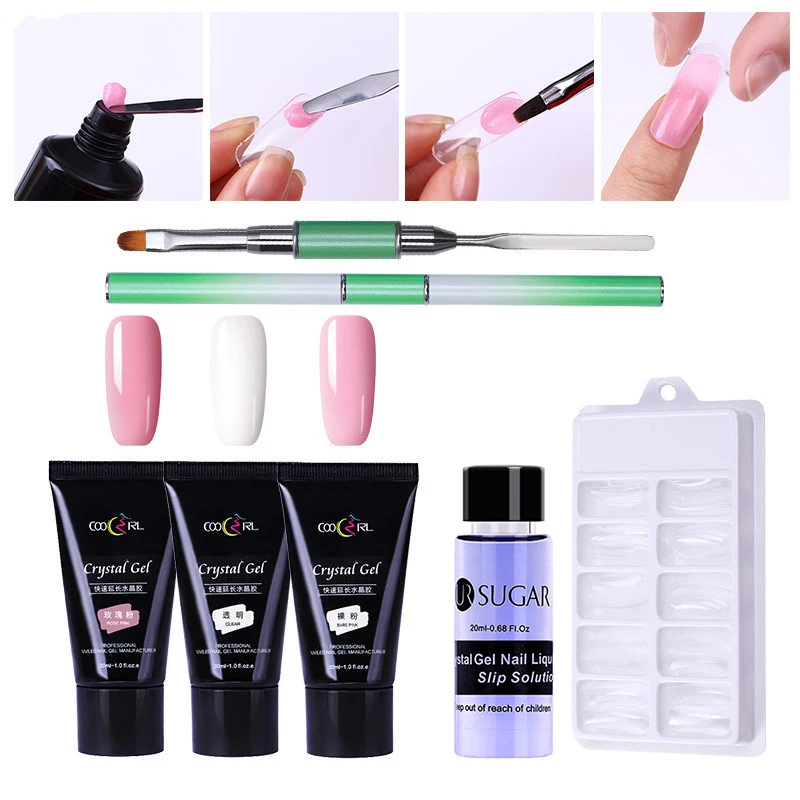 

UR Sugar Nails Kit 30ml Uv Gel French Nails Art Tips Nails Build Extending Crystal Jelly Gum Poly Extension Gel Set