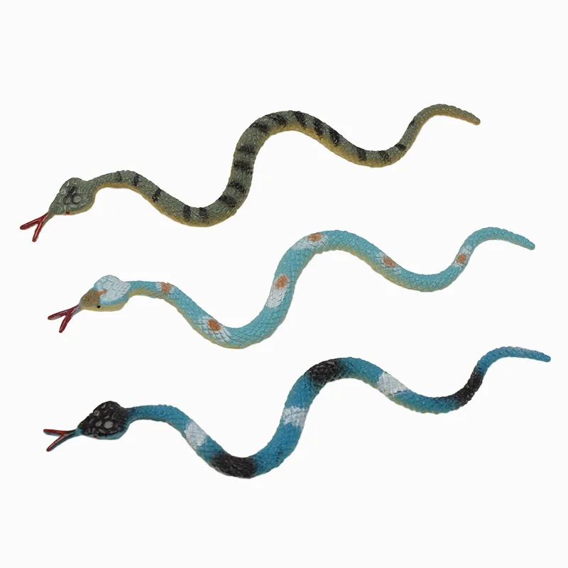 

YOOAP 12pcs Simulation reptile model cobra pvc soft rubber snake tidy scary toy model mini snake