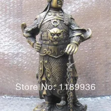 Китайская винтажная Бронзовая статуэтка Вэй Туо воин защита Божия Будды