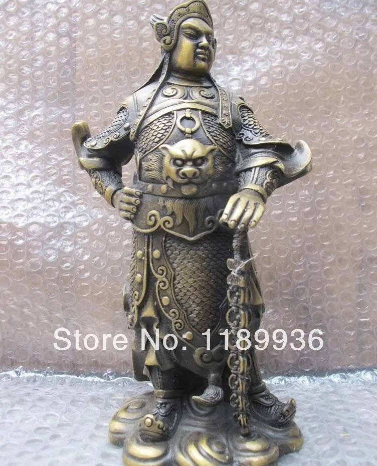 Китайская винтажная Бронзовая статуэтка Wei Tuo warrior защита Бога Будды|protection| |